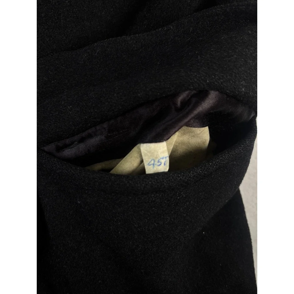 Brooks Brothers Mens Black Wool Velvet Collar Chesterfield Overcoat Size 45R